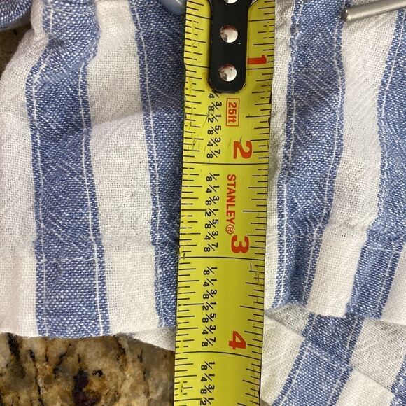 ❤️Last Chance GAP striped white & blue linen blend high rise short size L - Picture 10 of 10